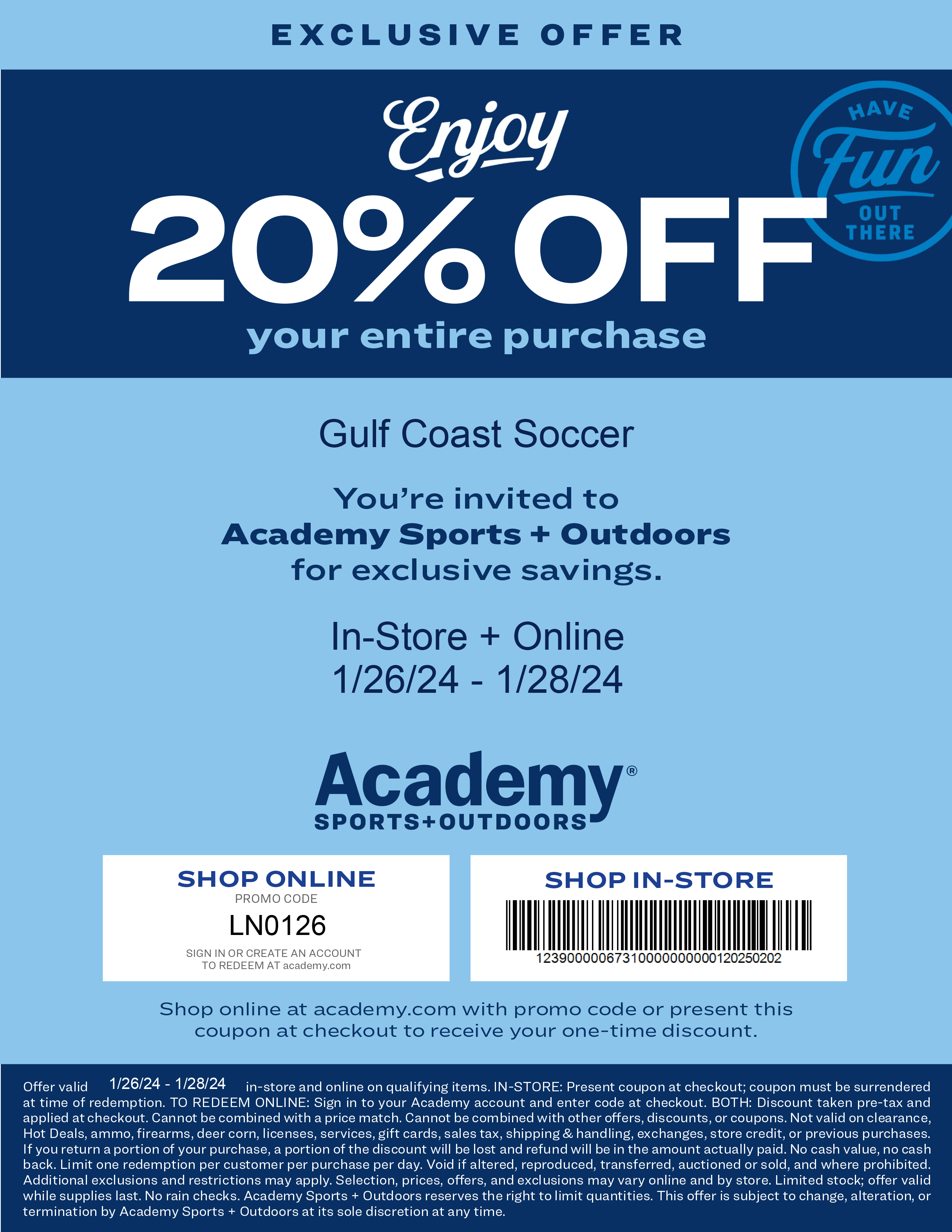 Academy 20% Off Coupon